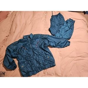 Vintage Bolo Spirit Track Suit Womens Medium Windbreaker Ladies 80s Teal Euc